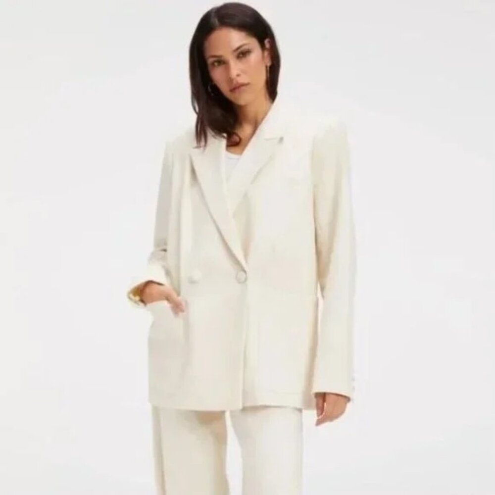 Good American Women’s | Cream Double-Breasted Blazer | Size 5